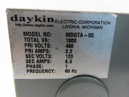 Daykin MDGTA-05 Transformer Disconnect 480/120 Volts 2.2A 60Hz Ph 1