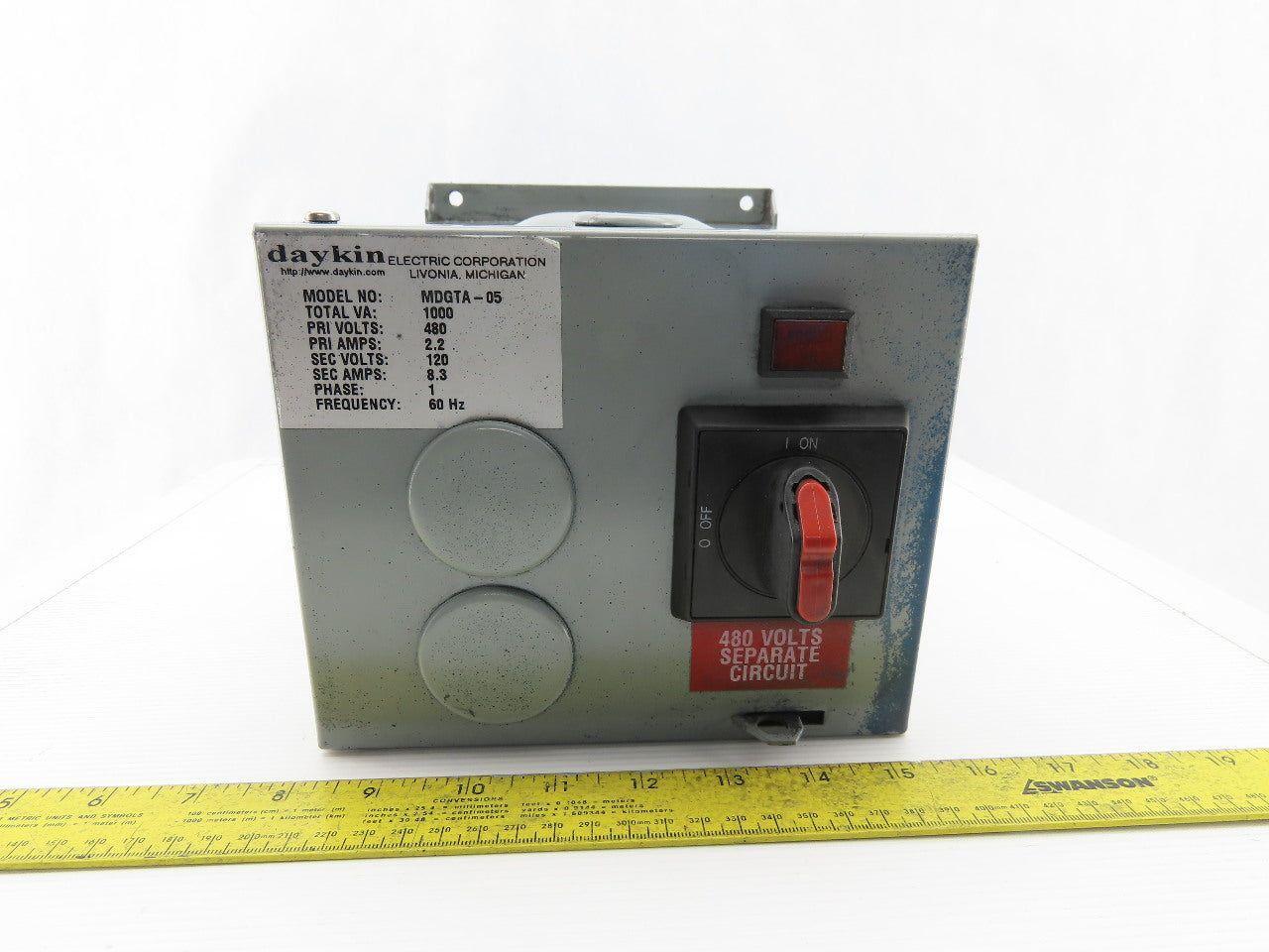 Daykin MDGTA-05 Transformer Disconnect 480/120 Volts 2.2A 60Hz Ph 1