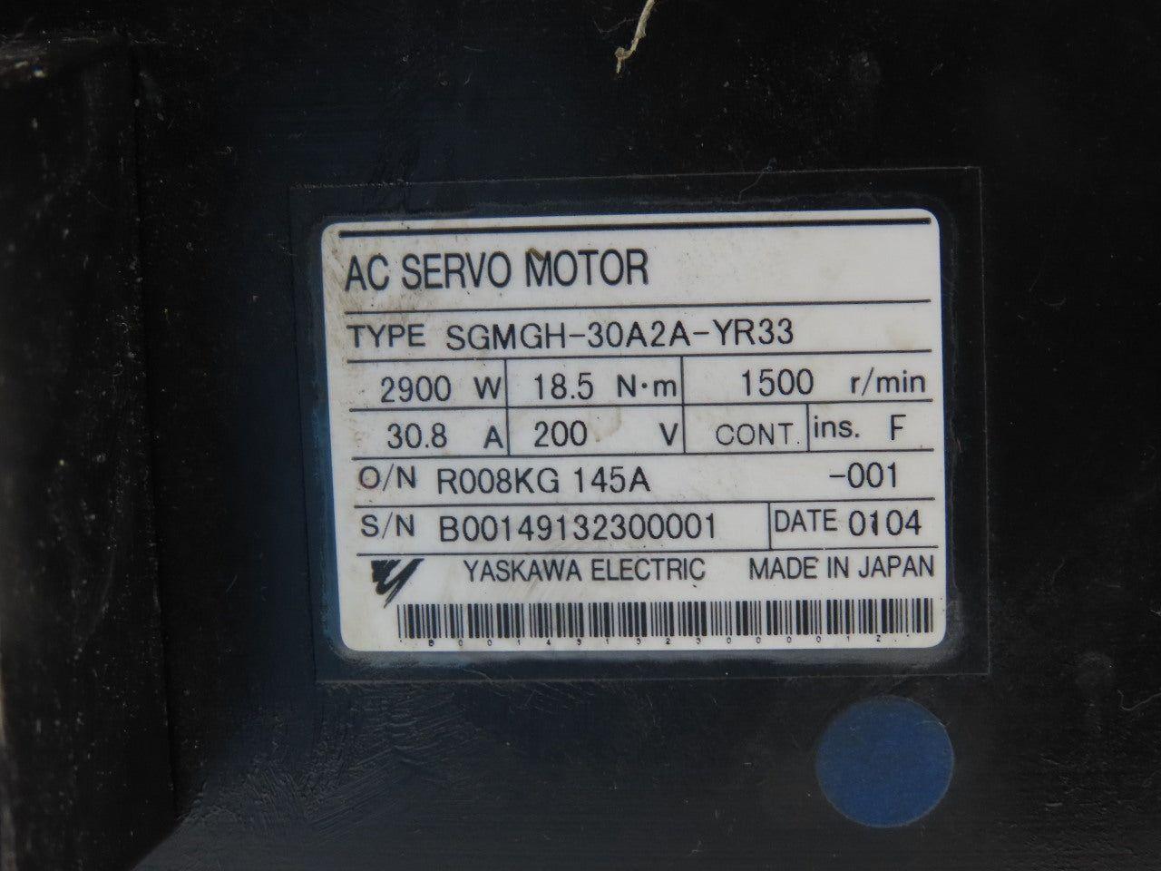 Yaskawa Electric SGMGH-30A2A-YR33 AC Servo Motor Removed From a Motoman YR-UP50