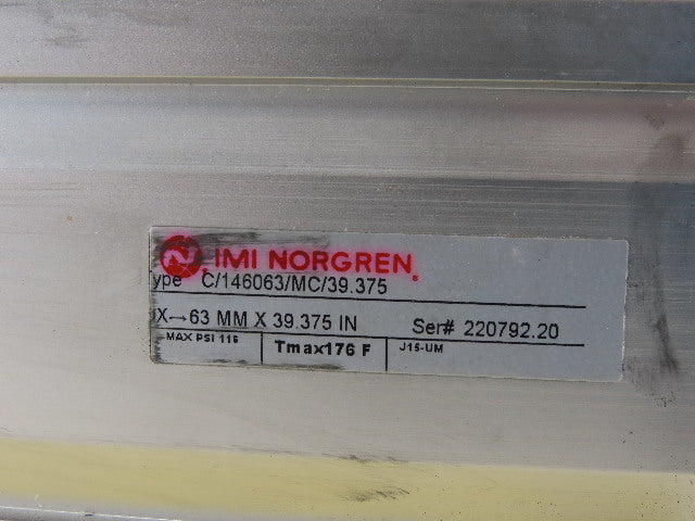 Norgren C/146063/MC/39.75 Pneumatic Rodless Cylinder 63 MM Bore X 39.375" Stroke