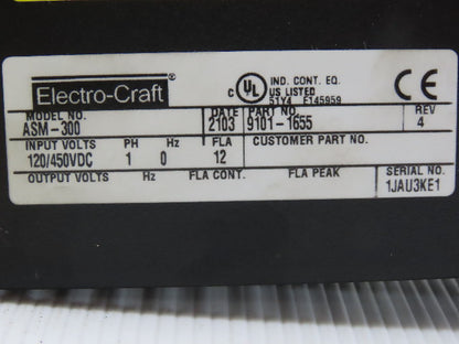 Electro-Craft ASM-300 9101-1655 BRU- Series 120/450VDC 1PH 2013 Model