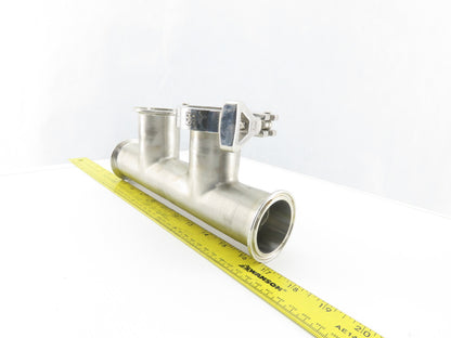 2" 4 Way Double Branch Stainless Steel Sanitary Tee