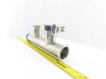 2" 4 Way Double Branch Stainless Steel Sanitary Tee