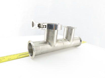 2" 4 Way Double Branch Stainless Steel Sanitary Tee