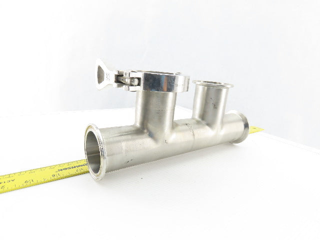 2" 4 Way Double Branch Stainless Steel Sanitary Tee