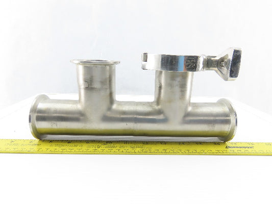 2" 4 Way Double Branch Stainless Steel Sanitary Tee