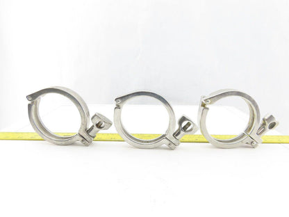 3" Stainless Steel Tri Clover Style Sanitary Clamps Lot Of 3