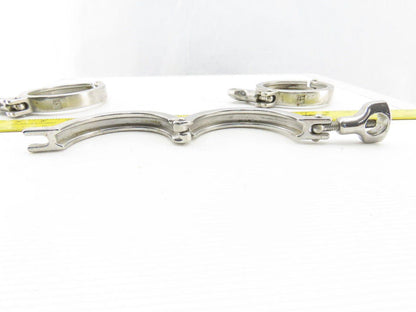 3" Stainless Steel Tri Clover Style Sanitary Clamps Lot Of 3