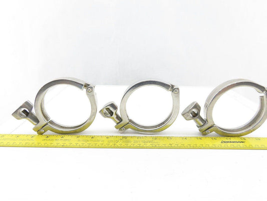 3" Stainless Steel Tri Clover Style Sanitary Clamps Lot Of 3