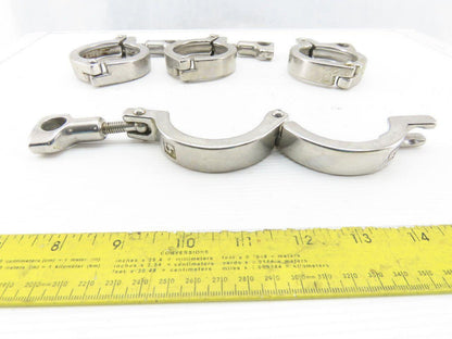 2" Stainless Steel Sanitary Tri Clover Style Clamps Lot Of 4