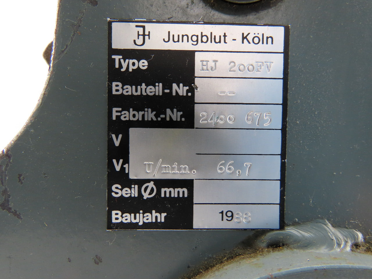Jungblut-Koln HJ 200FV 200mm 12 Catch 66.7RPM Speed Limiter
