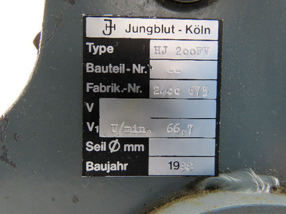 Jungblut-Koln HJ 200FV 200mm 12 Catch 66.7RPM Speed Limiter
