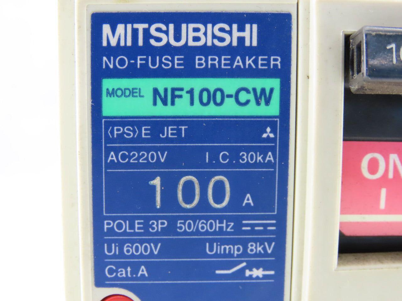 Mitsubishi Electric NF100-CW No-Fuse Breaker 220VAC 100A 3Pole Cat A