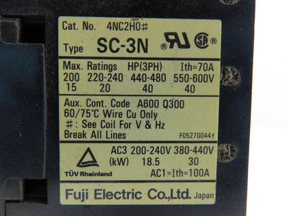 Fuji Electric 4NC2H0 Contactor 200-220V 60Hz 3 PH