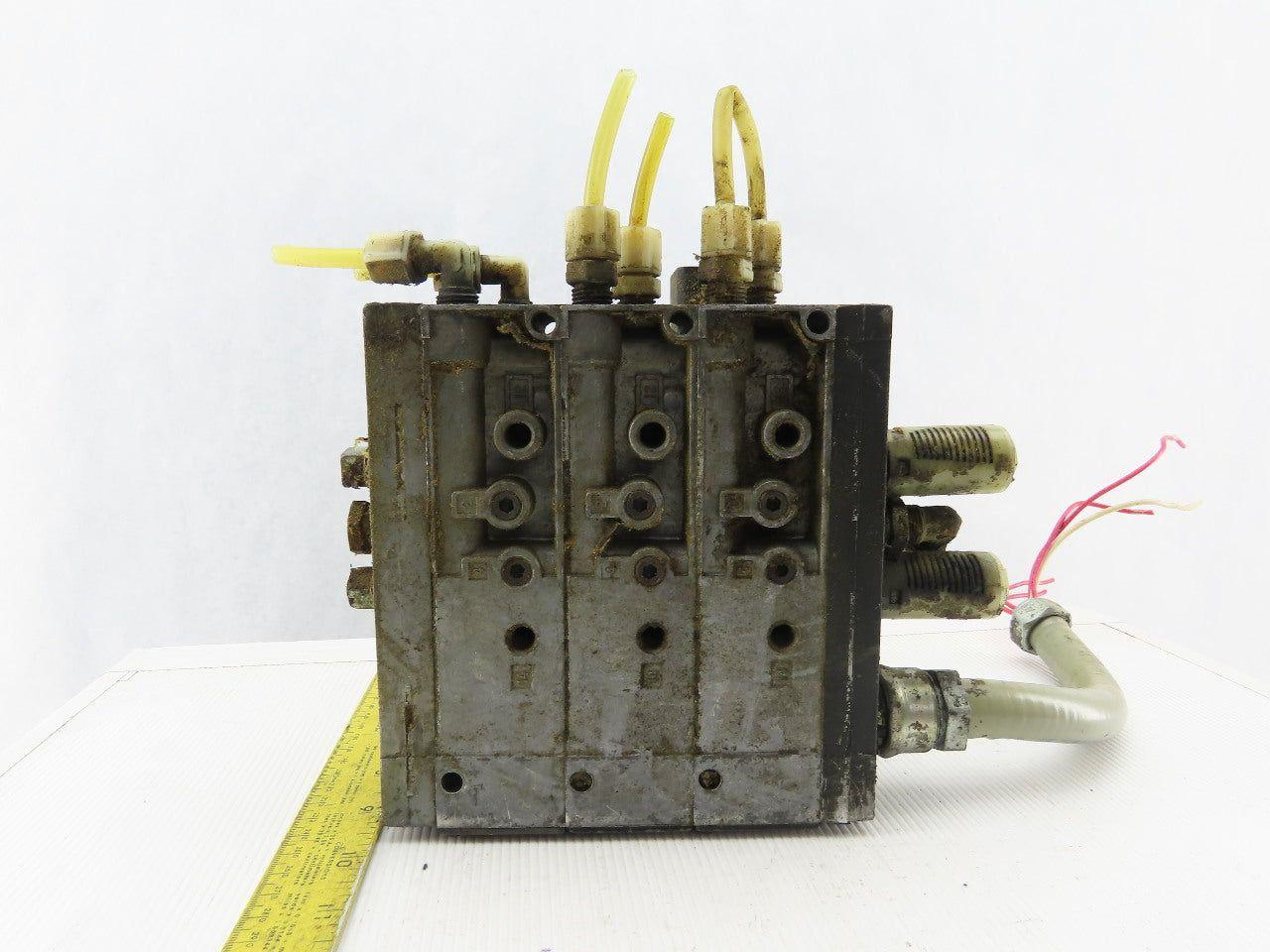 Parker 4501AF10ACAE53 4/2 Position 120V Solenoid Operated Air Valve Manifold