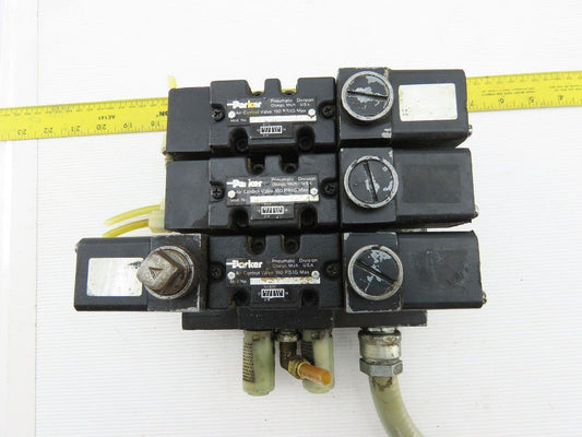 Parker 4501AF10ACAE53 4/2 Position 120V Solenoid Operated Air Valve Manifold