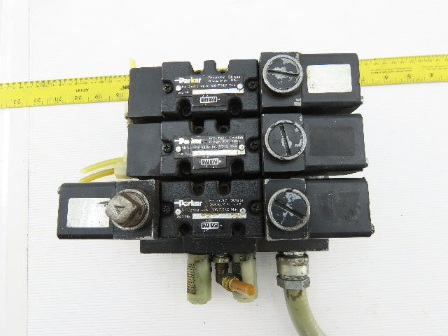 Parker 4501AF10ACAE53 4/2 Position 120V Solenoid Operated Air Valve Manifold