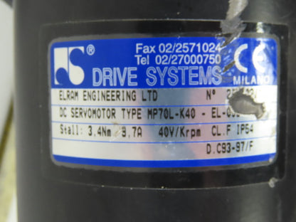 Drive Systems MP70L-K40-EL-008 160VDC Max  49:1 61RPM Hollow Shaft Gear Motor