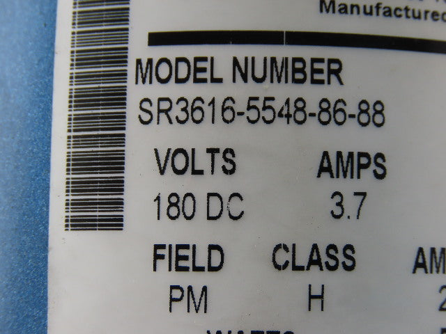 Specma SR3616-5548-86-88 .75Hp 180VDC Motor Gear Reducer Assembly