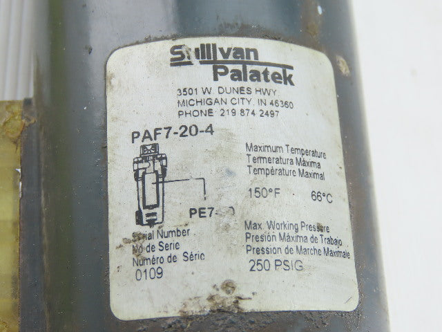 Sullivan Palatek PAF7-20-4 Compressed Air Filter 250PSIG