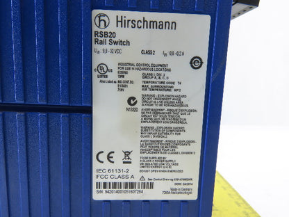 Hirschmann RSB20 Rail Switch 8 Port 32VDC DIN Rail Mount