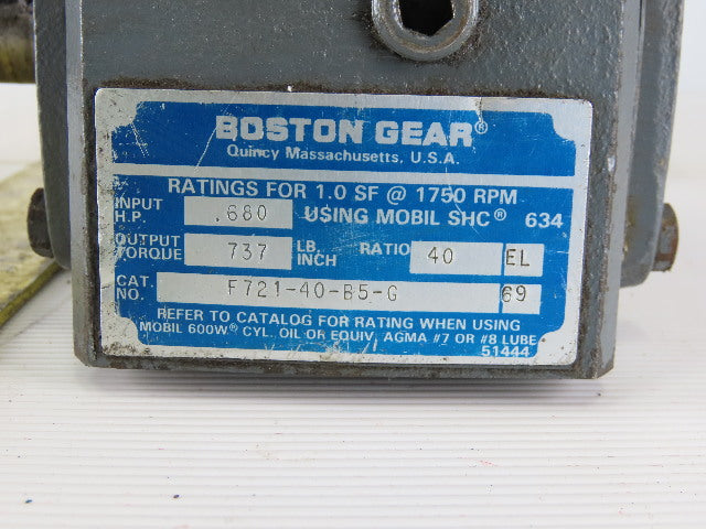 Boston Gear F721-40-B5-G 3/4Hp Gear/Brake Motor 230/460V 3Ph 40:1 Ratio