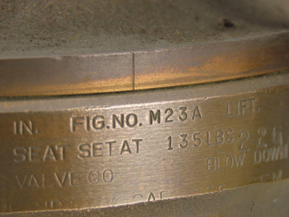 Kunkle Fig.M23A Safety Relive Valve 3" Flanged or NPT 135LBS 2267CFM
