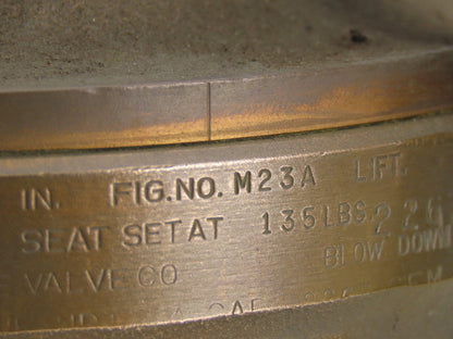 Kunkle Fig.M23A Safety Relive Valve 3" Flanged or NPT 135LBS 2267CFM
