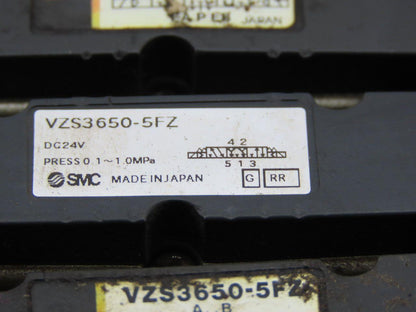 SMC VZS3650-5FZ Pneumatic Vale Manifold Block W/VVZS3000-22A
