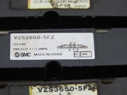 SMC VZS3650-5FZ Pneumatic Vale Manifold Block W/VVZS3000-22A
