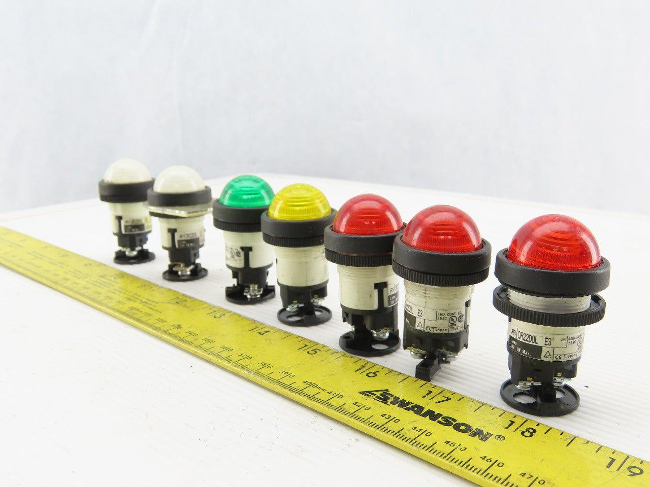 DR22D0L Assorted Lamp Indicator Light Red, White, Yellow, Green 30V 1W 7/8"Hole