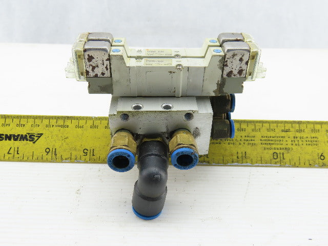 SMC SY3340-5LOZ Manifold Assembly W/2 Pneumatic Solenoid Valves