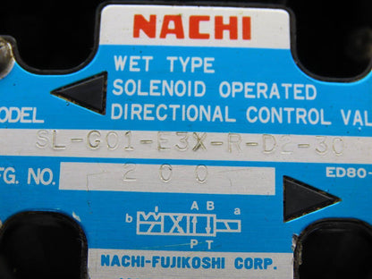 Nachi SL-G01-EX3-R-D-30 & SL-G01-EX3-GR-D2-31 Hydraulic Solenoid Valve Assembly