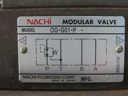 Nachi SL-G01-EX3-R-D-30 & SL-G01-EX3-GR-D2-31 Hydraulic Solenoid Valve Assembly