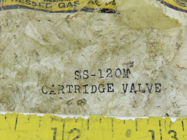 Western Enterprises SS-120M Cartridge Valve 1/4"NPT Male 6000 PSI