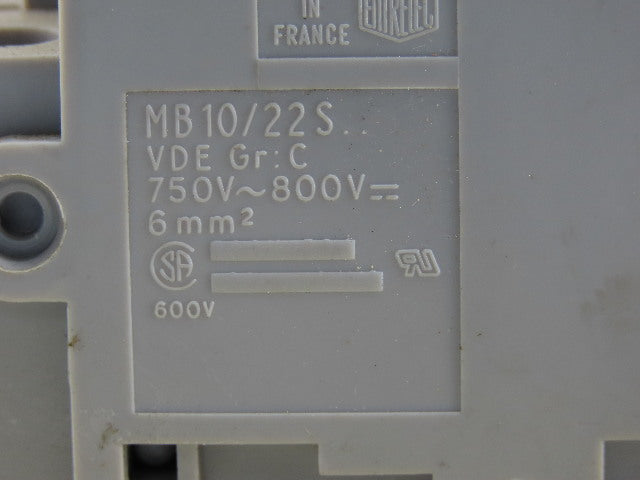 Entrelec MB10/22S 3 Pole Fuse Holder 750-800V 6mm DIN Rail Mount Lot of 6