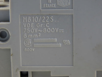 Entrelec MB10/22S 3 Pole Fuse Holder 750-800V 6mm DIN Rail Mount Lot of 6