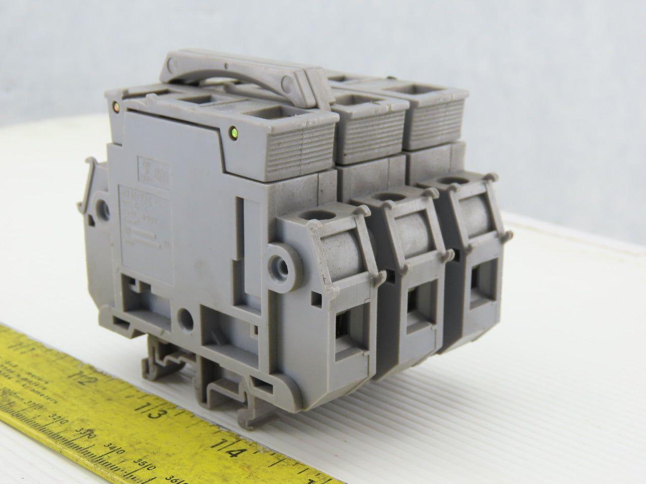 Entrelec MB10/22S 3 Pole Fuse Holder 750-800V 6mm DIN Rail Mount Lot of 6