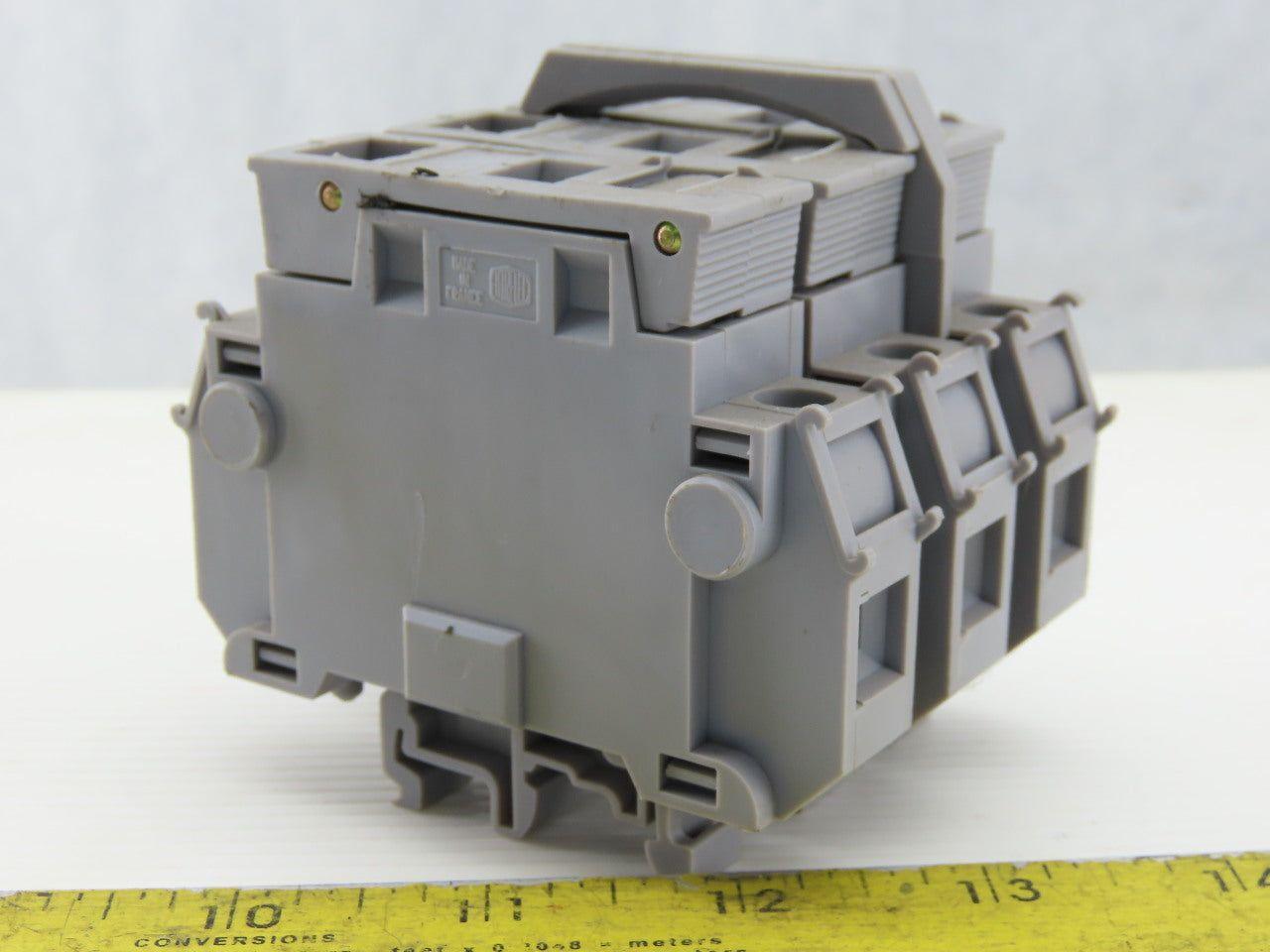 Entrelec MB10/22S 3 Pole Fuse Holder 750-800V 6mm DIN Rail Mount Lot of 6