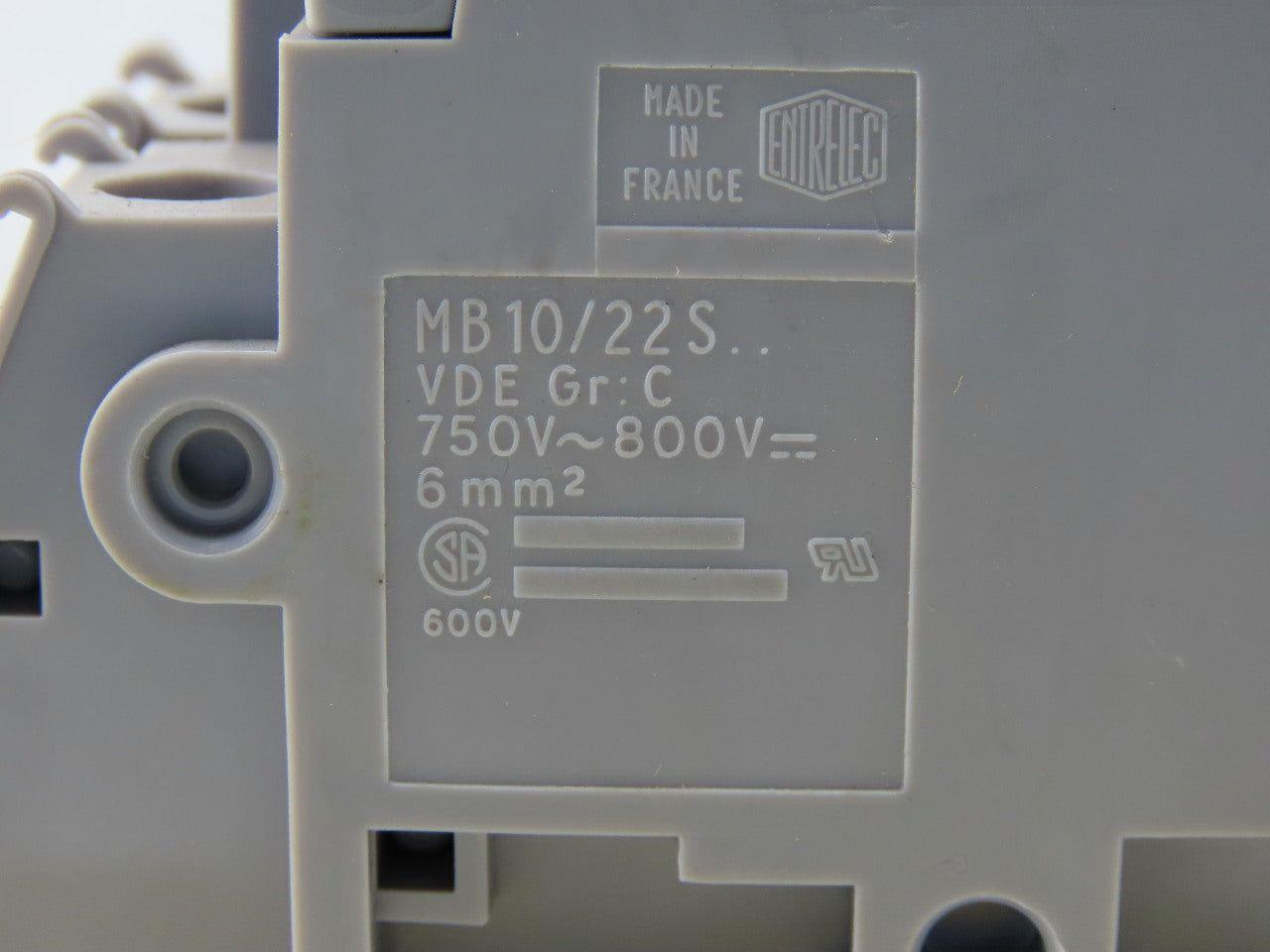 Entrelec MB10/22S 2 Pole Fuse Holder 750-800V Lot of 4