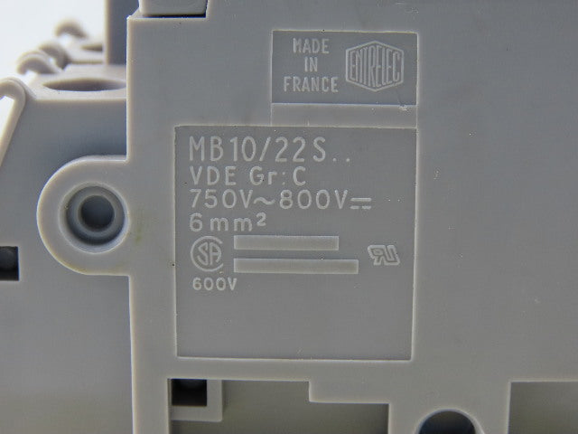 Entrelec MB10/22S 2 Pole Fuse Holder 750-800V Lot of 4