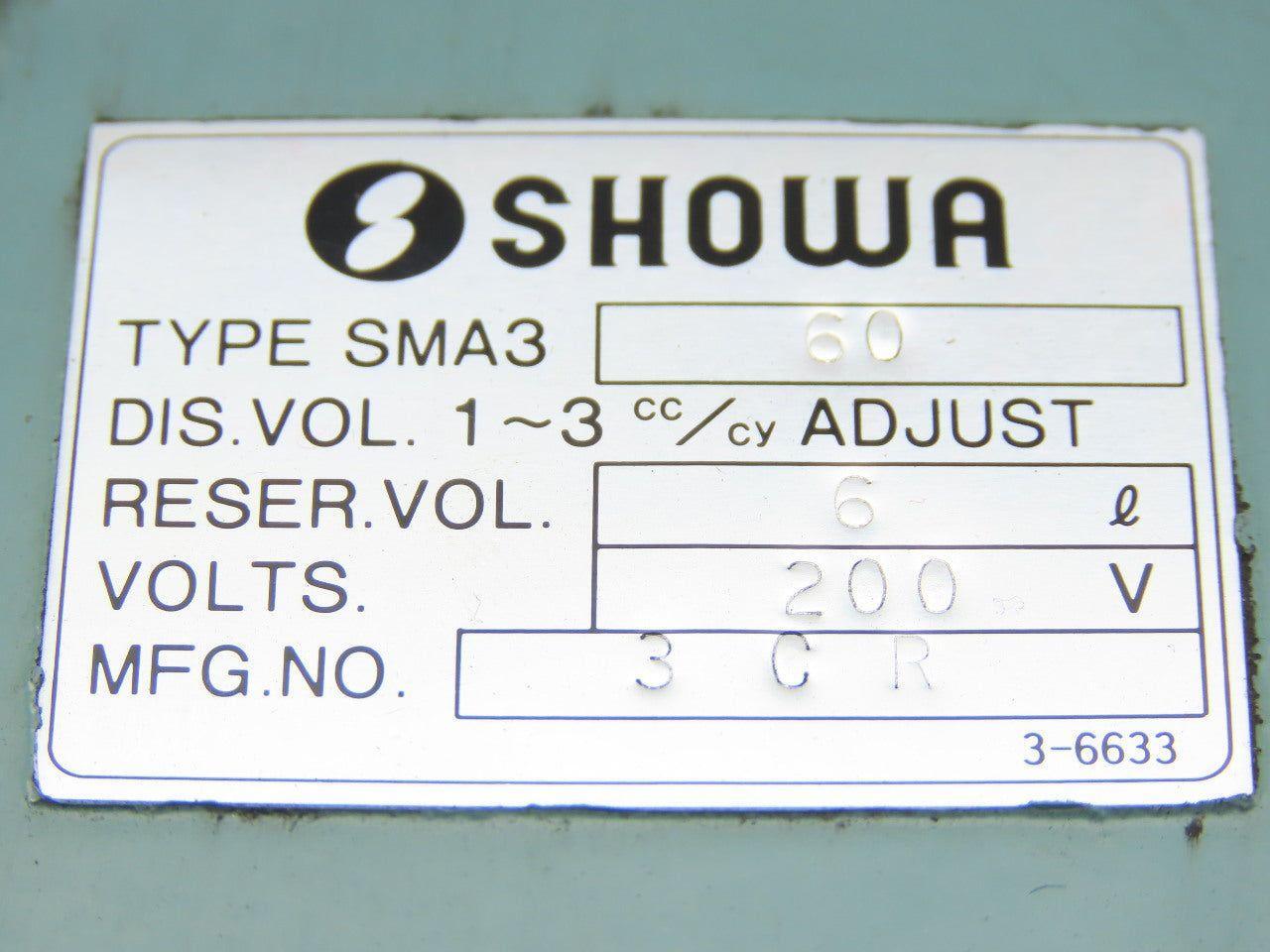 Showa SMA3-60 Lubricator 6L Volume 220V 1~3cc/cy Adjust