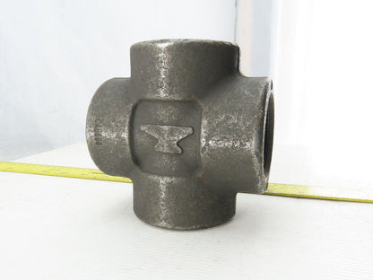 SA/A105 B16 2" NPT Malleable Black Iron Cross Pipe Fitting 4-Way Female