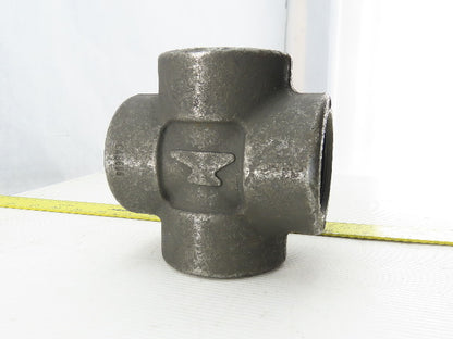 SA/A105 B16 2" NPT Malleable Black Iron Cross Pipe Fitting 4-Way Female