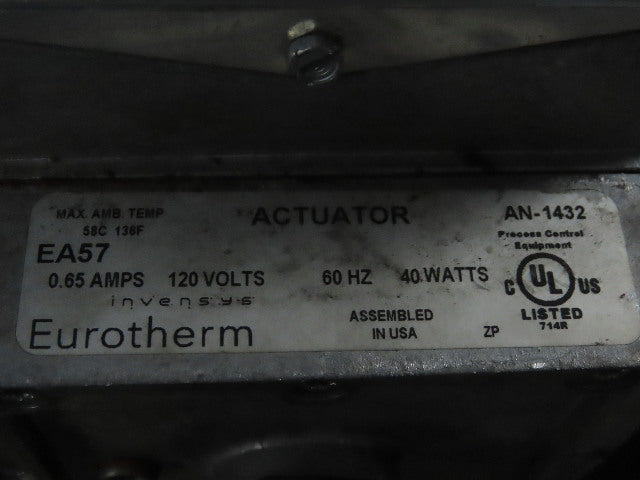 Barber Coleman EA57 Actuator 0.65A 120V 60Hz 40W W-1008A-2 1 1/4 NPT Gas Valve