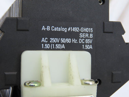Allen Bradley 1492-GH015 DIN Rail Mount 62 Circuit Breaker 22-1.5A 87-0.2A 13-1A