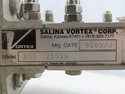 Salina Vortex B03 25550 2-1/4" Pneumatic Slide Gate Dry Material Cut Off Valve