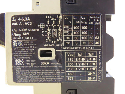 Telemecanique GV2-M10 Circuit Breaker 3 Pole 690V 50/60Hz 3A