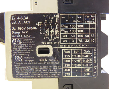 Telemecanique GV2-M10 Circuit Breaker 3 Pole 690V 50/60Hz 3A