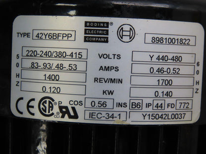 Bosch 3842503 42Y6BFPP 20:1 Ratio 0.120kW 220/240V Gear Reducer 11/16" Hex Drive